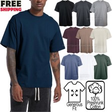 Mens Heavyweight 100 Preshrunk USA Grown Cotton T-Shirt Generous Fit Tee S-5XL