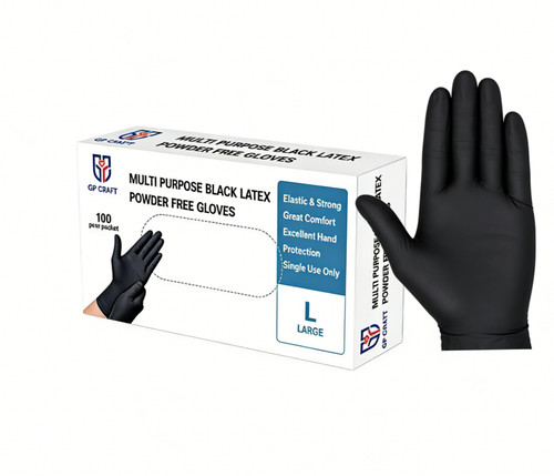 Heavy Duty Black Latex Gloves 5mil Disposable Powder-Free Food Safe