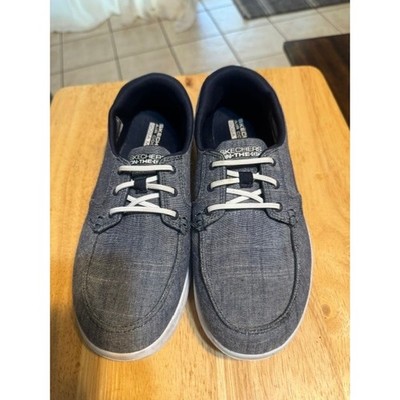 Skechers On-The-Go Navy Blue Boat Shoes Goga Mat Sneakers 136453 Womens 7