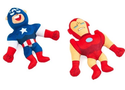 Paquete de 2 felpas ZIPPY PAWS MARVEL FELPA CHIRRIANTE IRON MAN, CAPT. AMERICA cachorro/perro NUEVO - Imagen 4 de 5