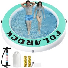POLAROCK Inflatable Water Hammock Floating Dock, Round Float Green  White