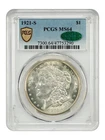 1921-S CAC PCGS MS64 MORGAN SILVER DOLLAR GOLD SHIELD HOLDER CAC