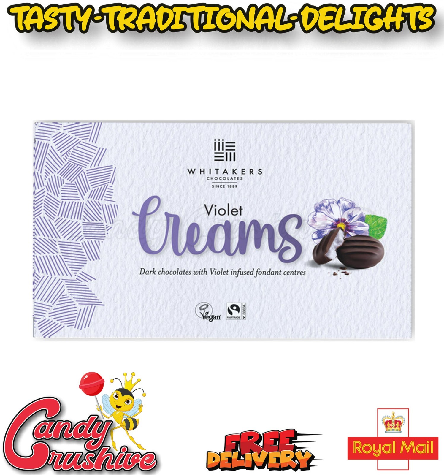 Whitakers Violet Fondant Cream Chocolates 150 Grams