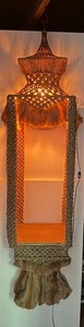 Vintage Macrame Lighted 64" Large Lighted Plant Hanger with Table Hanging BOHO