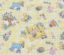 Vintage Riegel Baby Quilt 1970s Horse Cow Pig Chickens Comforter Blanket 36x48  