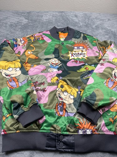 Nickelodeon Rugrats Jacket Mens XL Camo Cartoon Bomber Graphic Freeze 2021 New - Picture 2 of 21