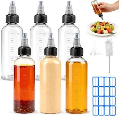 15 Stück Squeeze Flasche 100ml Quetschflasche Klare Ölflasche mit Skala K