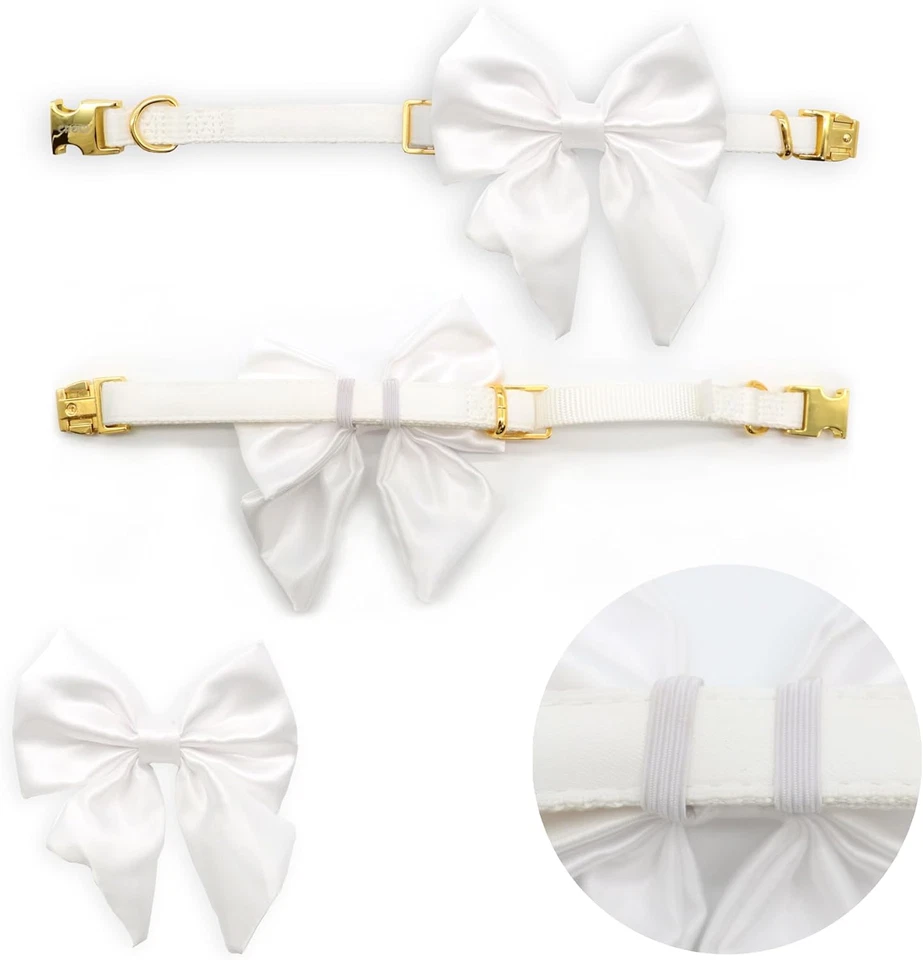 Ceremony Bride - Collare per Cani Femmine, per Matrimonio, Con Fiocco Satinato R - Immagine 4 di 4