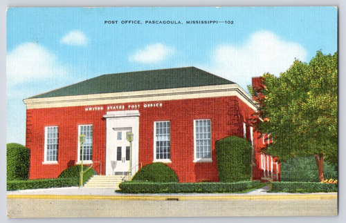 Postcard Mississippi Post Office Pascagoula, Miss. MS Unposted Linen | eBay