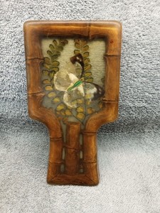 MCM Resin/Acrylic Butterfly And Wood Bamboo Style Spoon Rest