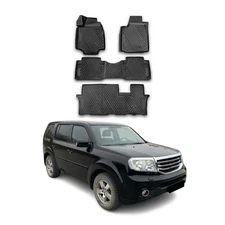 OMAC Floor Mats Liner for Honda Pilot 2009-2015 Black TPE All-Weather 4 Pcs