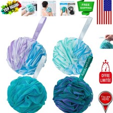 Exfoliating Loofah Sponge Set of 4 - Large 75g Green-Purple Flower Colors