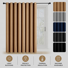 Blackout Door Curtain Single Panel Ready Made Eyelet Ring Top Curtains Tie back