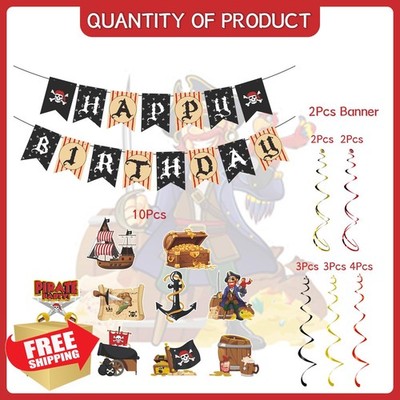 Gameza Pirate Birthday Party Hanging Swirl Banner Decorations 16 Pcs