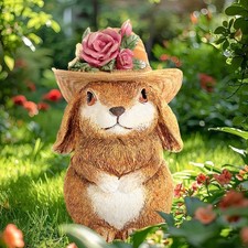 Easter Bunny Figurine for Outdoor Spring Decorations, Garden Statue Bunny Dec...