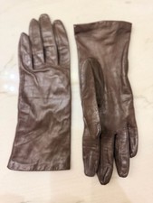 Grandoe Vintage Women's Brown Leather Gloves with Antron Nylon Lining Size 7.5