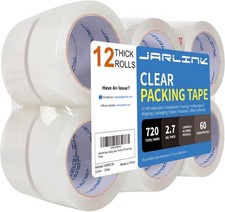 Durable 2.7mil Clear Packing Tape - 12 Rolls, Long-Lasting for All Packing Needs