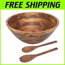 Acacia Wood Salad Bowl Set with Servers