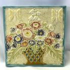 Antique Rookwood Pottery Butterfly Floral Basket Trivet Tile Square 1927