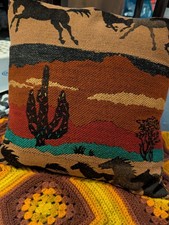 Cuscino lancio arazzo stile sud-ovest retrò 16x16 sagoma cactus deserto