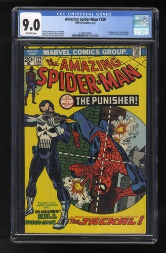 Amazing Spider-Man #129 CGC VF/NM 9.0 Off White 1st App Punisher! Marvel 1974