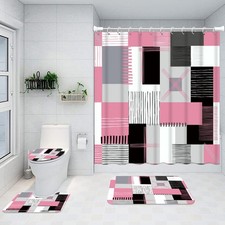 Shower Curtain Sets Pink Bathroom Sets with Shower Curtains and Rugs Modern H...