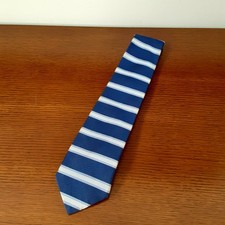 Vintage Brooks Brothers Makers Silk Neck Tie Blue Silver Stripe USA