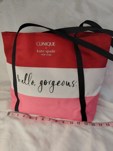 ❤️Clinique x Kate Spade🩷 "Hello Gorgeous" Shopping Shoulder Travel Tote Bag