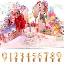 3D Pop-Up Birthday Cards Women Blowable Led Light Candle Musical Happy Birthday