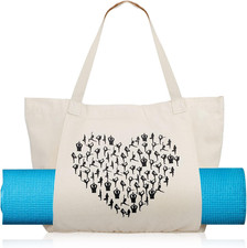 Yoga Bag for Women with Mat Carrier, Canvas Pilates Tote Carryall for Gym Travel