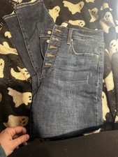 PISTOLA Medium Wash Blue Denim Jeans Button Fly Distressed Women s