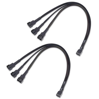 3 Way 4-Pin PWM Fan Splitter Cable 2-Pack, 12 Inches PC 1 to 3 