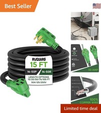 50 Amp 15 Foot RV/EV Extension Cord, NEMA 14-50P/R Heavy Duty Extension Cord ...
