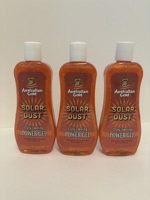 (3-Pack) Australian Gold Solar Dust Tanning Gel with Golden Shimmer, Size 8 oz