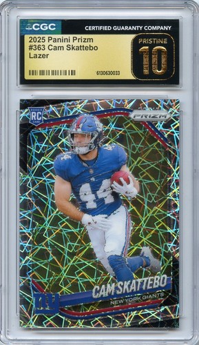 CAM SKATTEBO 2025 PANINI PRIZM SILVER LAZER PRIZM ROOKIE RC #363 CGC 10 PRISTINE