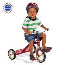 Toddler Tricycle 10 Inch Classic Red Radio Flyer Rubber Tires Steel Frame