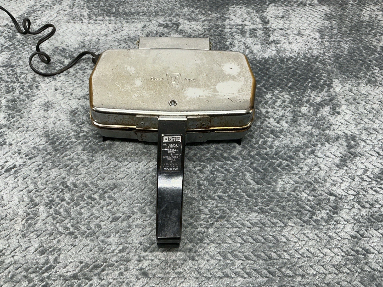 Vintage Black Angus 920 Pizzelle Iron Sandwich Grill Chrome