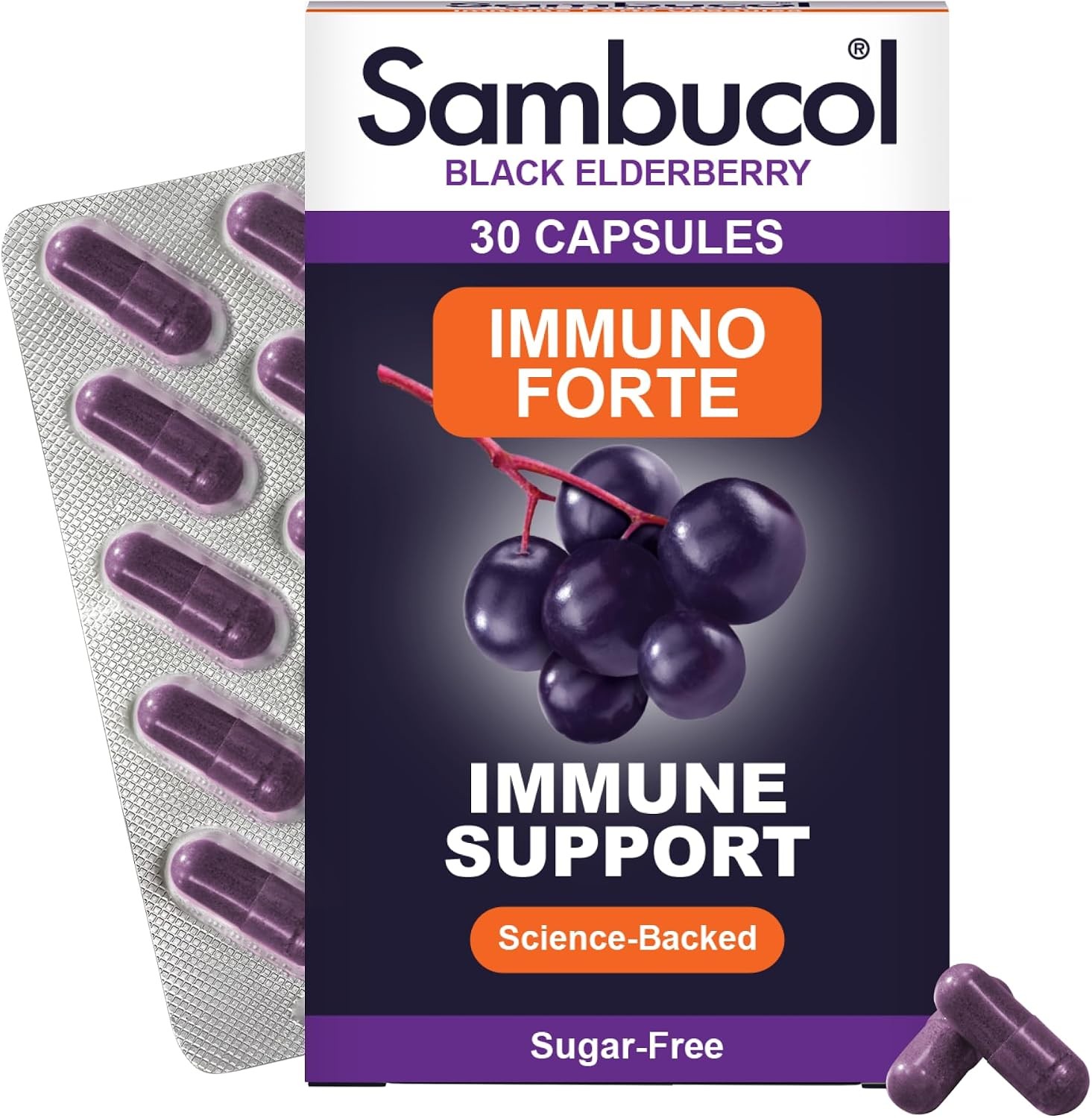 Sambucol Natural Black Elderberry Immuno Forte Capsules | Vitamin C | Zinc | Immune Support Supplement| 30 Capsules - Image 5