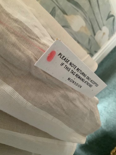 Monsoon Lila neutral stripe shirred dress with puffball sleeves XL 20-22 £80 NEW - Picture 9 of 15