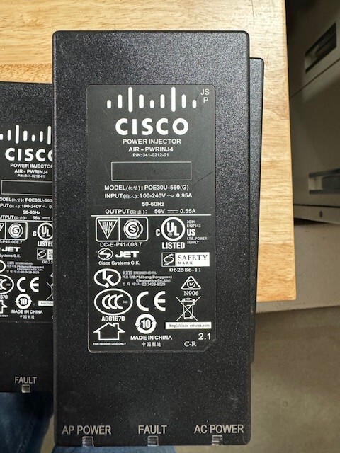 Cisco AIRONET Power Injector AIR-PWRINJ4 341-0212-01