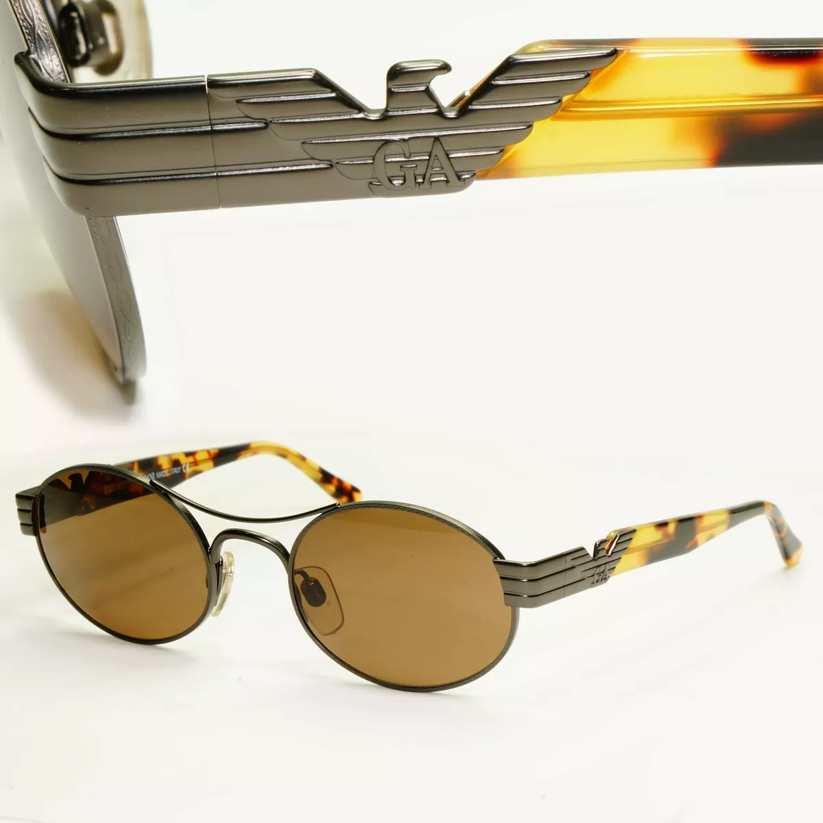 Emporio Armani 1997 Vintage Sunglasses Mens Womens Gunmetal Eagle 047 905 26
