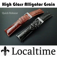 CLEARANCE Quick Release Alligator Calf Grain Padded Leather Watch Straps Taper+