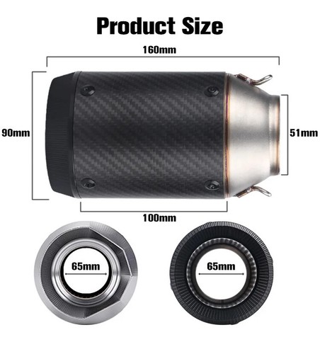 51mm Universal Slip on Motorcycle GP Exhaust CNC Carbon Fiber Escape Muffler - Picture 2 of 24