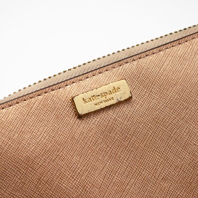 Kate Spade Rose Gold Leather Zip Round Long Wallet Coin/Card Case