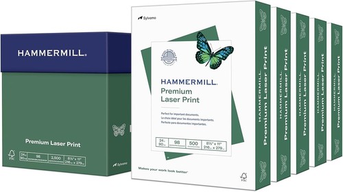 Premium 8.5x11 Laser Paper, 24 lb, 2500 Sheets, Eco-Friendly & Brilliant Finish
