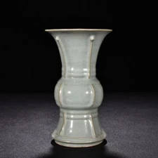 7.5" china antique song dynasty guan kiln porcelain cyan glaze lce crack bottle