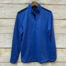 Under Armour Shirt Mens Small Blue Storm Sweater Fleece Zip Neck Loose Fit New