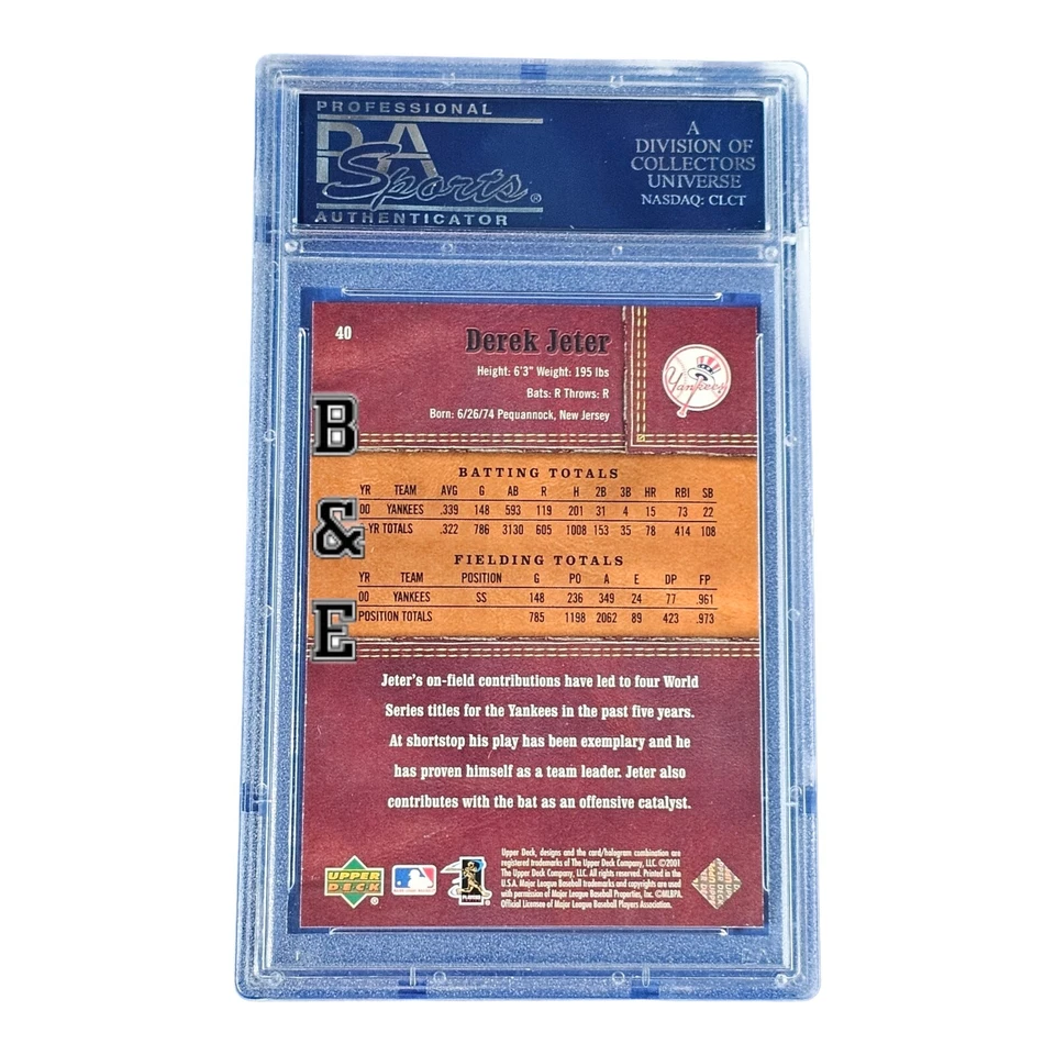 2001 U.D. Gold Glove | Limited | #40 | Derek Jeter | SP #'d /100 | PSA 10 RARE - Image 2 of 2