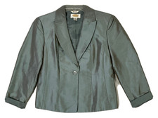VTG TALBOTS Silk Blazer Jacket Blue 90s Y2K Pure Silk PETITES 4P Iridescent