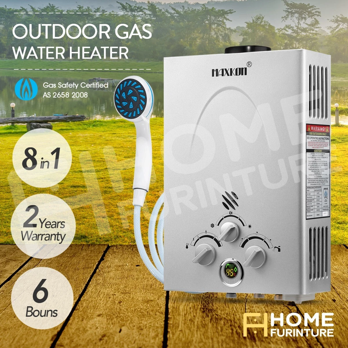 MAXKON 4WD 8 in 1 Gas Hot Water Heater Portable Outdoor Camping LPG Shower  | eBay